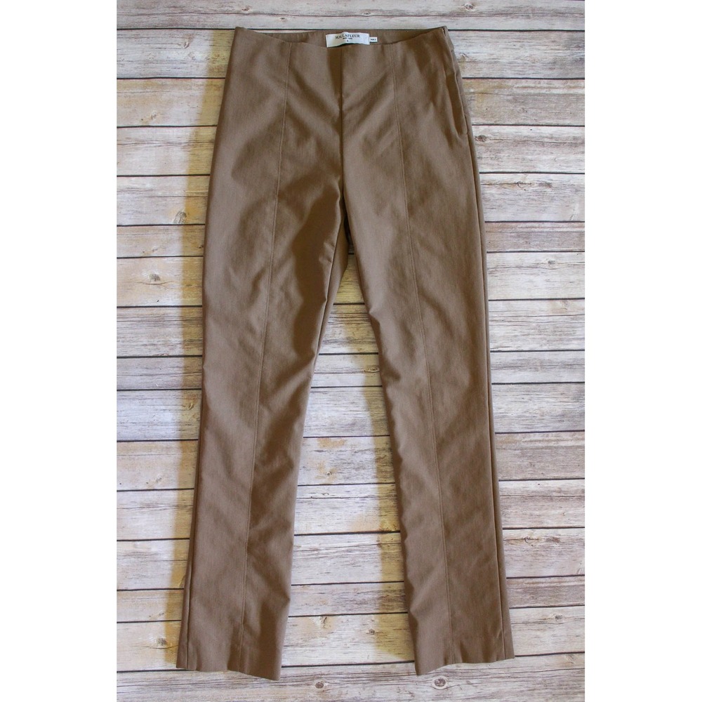 MM.LaFleur Foster Pants Size 4 Brown High Rise Side Zip‎ Slim Straight Trousers - Picture 2 of 7
